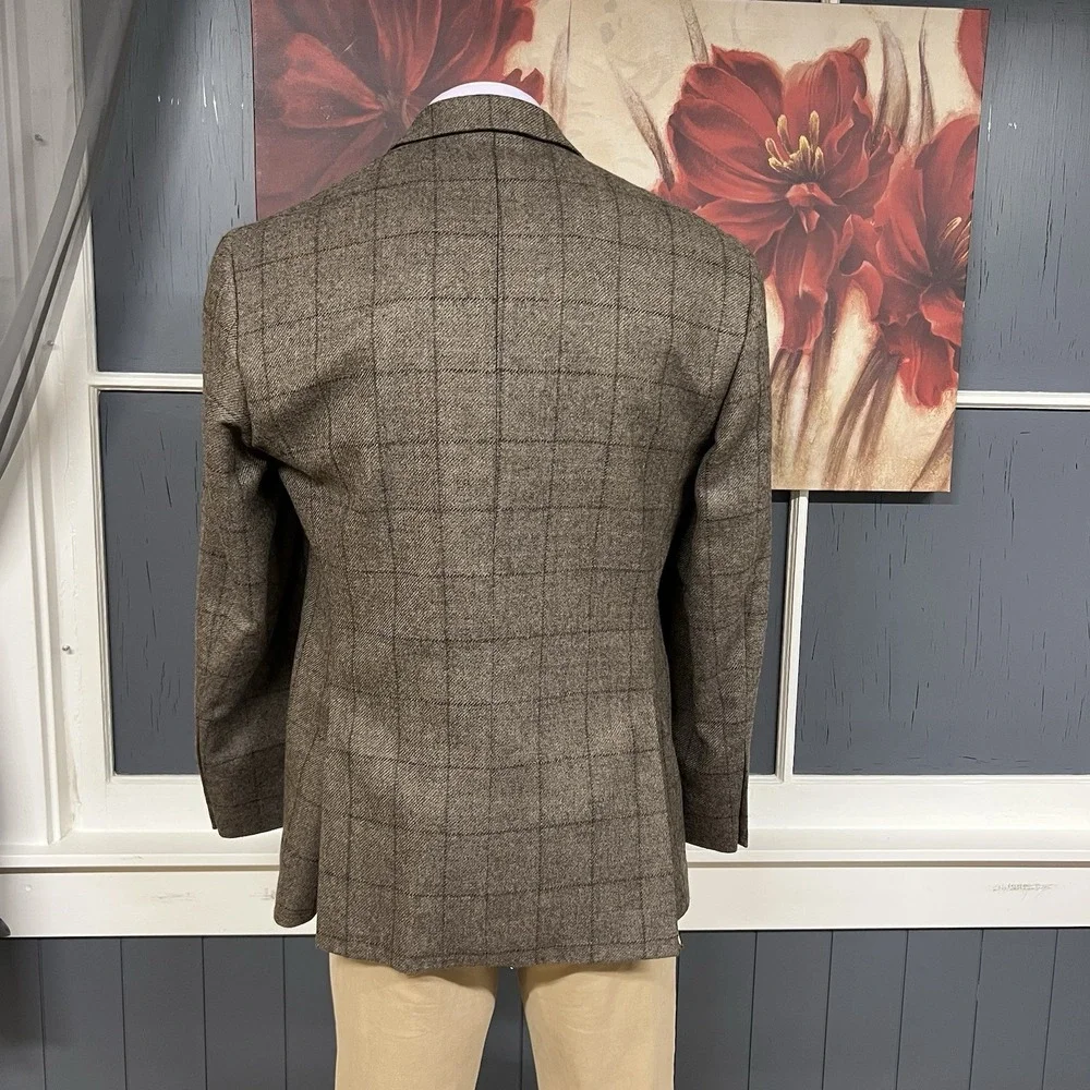 Jos A Bank Soft Tweed Blazer Sport Coat Mens 41R Tailored Fit Wool Tan/Gray